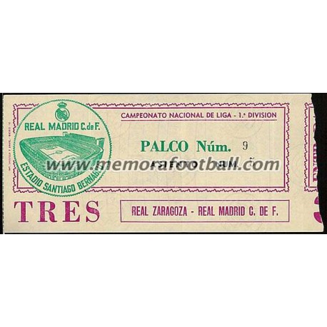 Real Madrid vs Real Zaragoza 14-10-1979 ticket