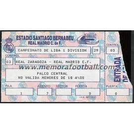 Entrada Real Madrid vs Real Zaragoza 09-10-1988