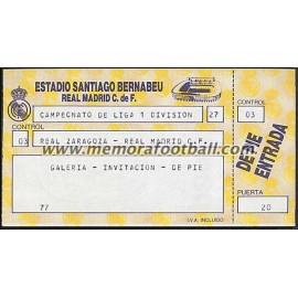 Entrada Real Madrid vs Real Zaragoza 09-10-1988