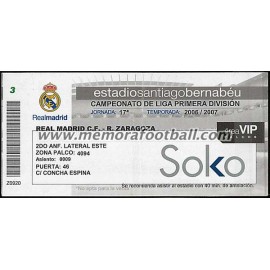 Entrada Real Madrid vs Real Zaragoza 2006-2007