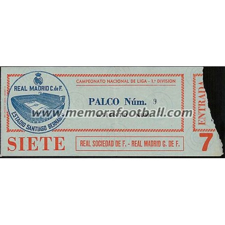 Real Madrid vs Real Sociedad 30-12-1978 Spanish League ticket