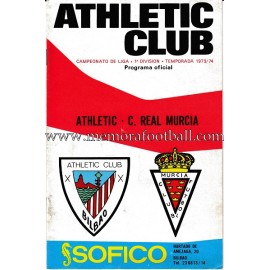 Athletic Club vs Real Murcia 1973-1974 official programme