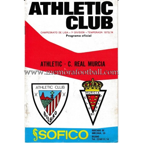 Athletic Club vs Real Murcia 1973-1974 official programme