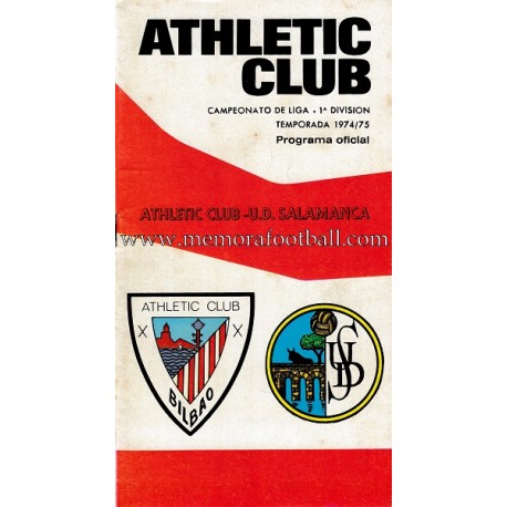 Programa del partido Athletic Club vs UD Salamanca 1974/1975