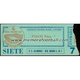 Entrada Real Madrid CF vs UD Salamanca 07-12-1980 