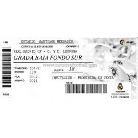 Real Madrid vs Cultural Leonesa 30-11-2016 Copa del Rey ticket