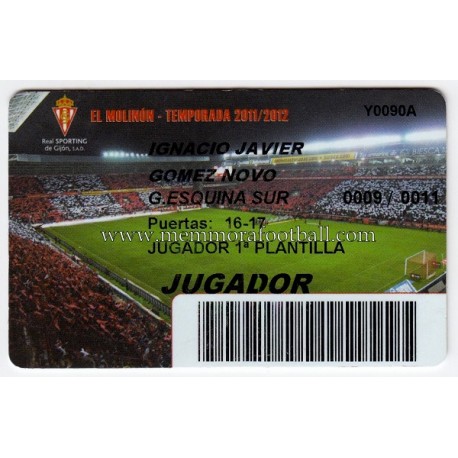 "NACHO NOVO" Sporting de Gijón 2011-2012 membership card "NACHO NOVO" Sporting de Gijón 2011-2012 membership card