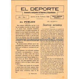 "EL DEPORTE" Semanario malagueño de deportes y espectáculos 12-02-1925