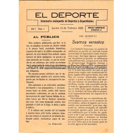 "EL DEPORTE" Spanish Magazine, February 12, 1925