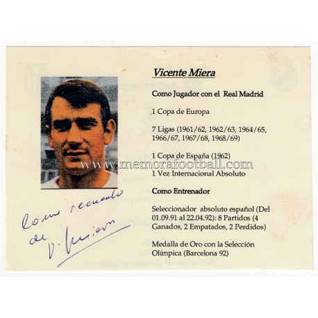 Autógrafo de "VICENTE MIERA" Real Madrid CF