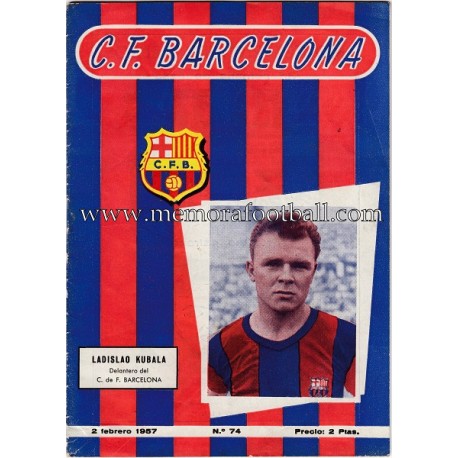 Programa CF Barcelona vs Athletic de Bilbao 02-02-1957