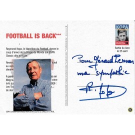  "RAYMOND KOPA" Real Madrid tarjeta postal firmada y dedicada