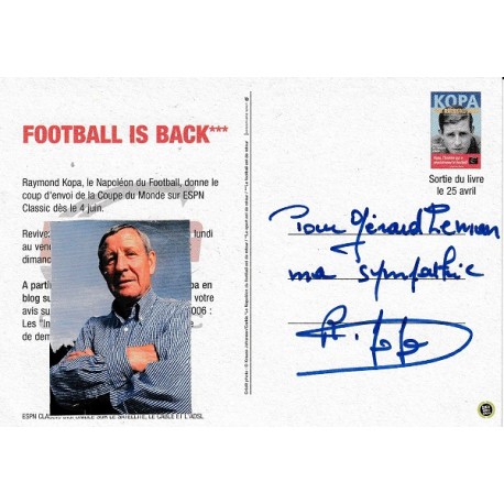  "RAYMOND KOPA" Real Madrid tarjeta postal firmada y dedicada