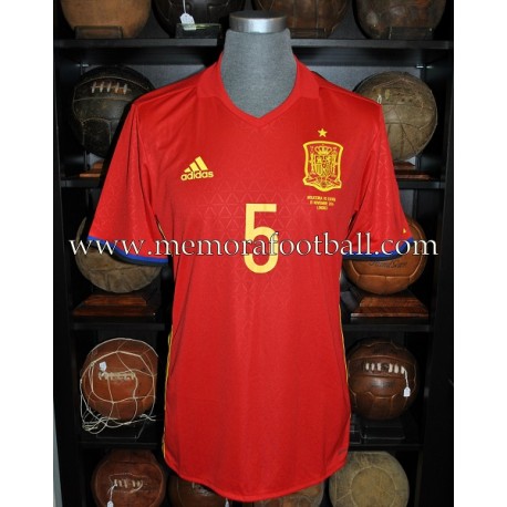 "SERGIO BUSQUETS" Spain vs England 15-11-2016 match worn shirt