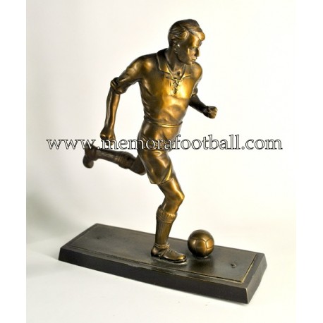 A spelter figure of a footballer 1955 Germany 