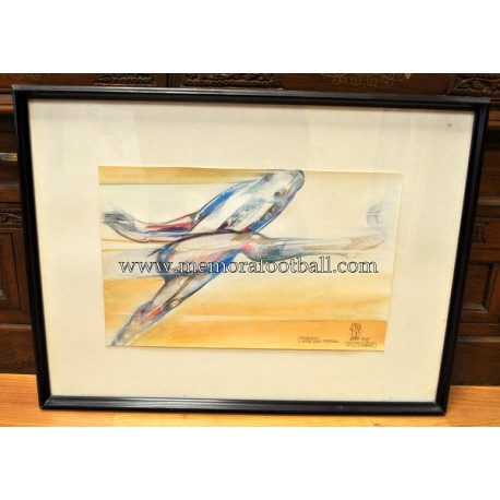 RCD Español framed drawing,  Jordi Alumá 1985