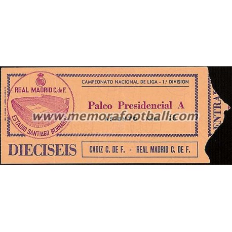 Real Madrid v Cadiz CF 16-04-78 ticket