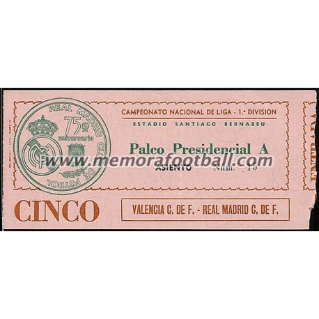 Real Madrid v Valencia CF 06-11-77 ticket