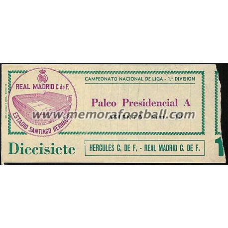 Real Madrid v Hércules CF 11-02-79 ticket
