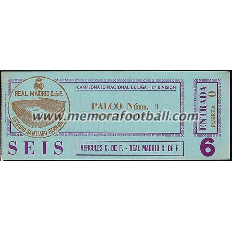 Real Madrid v Hércules CF 18-11-79 ticket