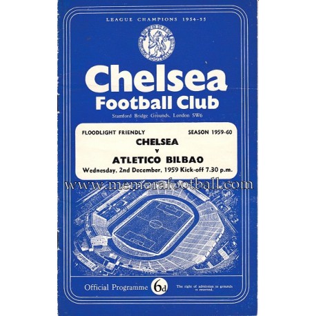 Programa del partido Chelsea v Atlético de Bilbao 02-12-1959