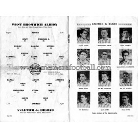 West Bromwich Albion v Atlético de Bilbao 05-11-1958 programme