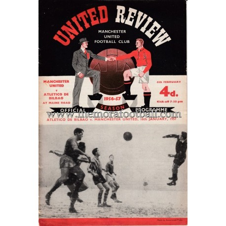 Programa oficial del partido Manchester United v Atlético de Bilbao 16-01-1957