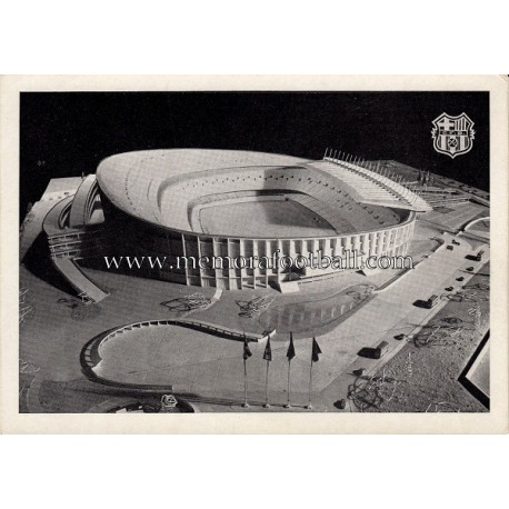 Nou Camp Stadium (FC Barcelona) scale model 1954 postcard