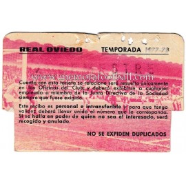 Real Oviedo Semiannual Membership Card, season 1977-78