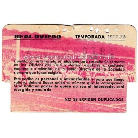 Tarjeta Semestral de socio del Real Oviedo, temporada 1977-78