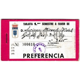 Tarjeta Semestral de socio del Real Oviedo, temporada 1979-80