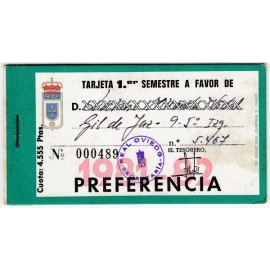 Tarjeta Semestral de socio del Real Oviedo, temporada 1981-82
