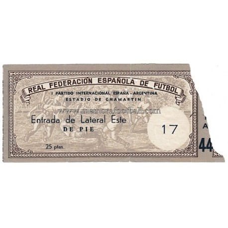 Entrada del partido España v Argentina 07-12-1952 Entrada del partido España v Argentina 07-12-1952