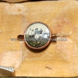 English, Victorian era cufflinks with rugby motif in their original case