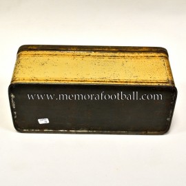 Victorian tin box featuring rugby design, circa 1900