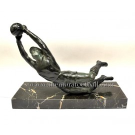 A spelter figure of a goalkeeper circa 1950 France