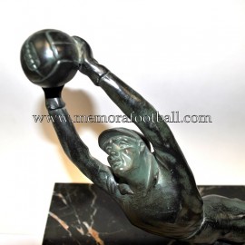 A spelter figure of a goalkeeper circa 1950 France