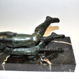 A spelter figure of a goalkeeper circa 1950 France