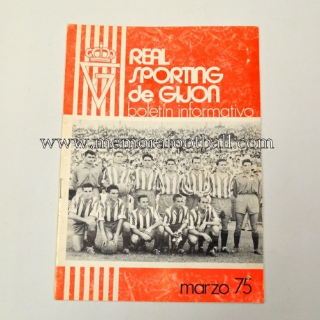 Boletín Informativo Real Sporting de Gijón vs Atlético de Madrid, marzo 1975
