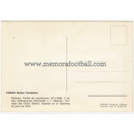 Tarjeta postal firmada de "FABIÁN" Sporting de Gijón 1972 