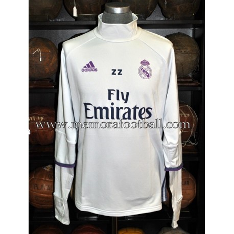 ZINEDINE ZIDANE Real Madrid LFP 2016-17 training sweat top worn