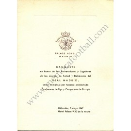 Real Madrid CF - Dinner tribute menu 03-05-1967