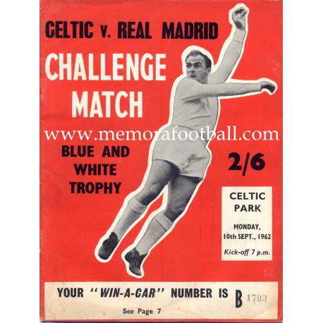 Celtic vs Real Madrid 10/09/1962 programa