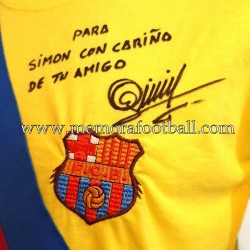 Detector Extraer Género Enrique Castro QUINI FC Barcelona camiseta réplica firmada