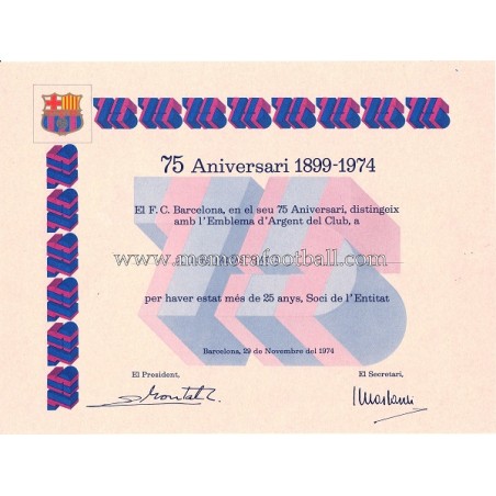 Diploma 25 years of FC Barcelona Membership