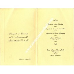 Real Madrid 75th Anniversary Dinner Menu 