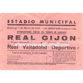 Octavilla del partido Real Gijón vs Real Valladolid, 1943