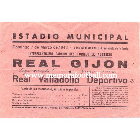 Real Gijón vs Real Valladolid 1943, pamphlet