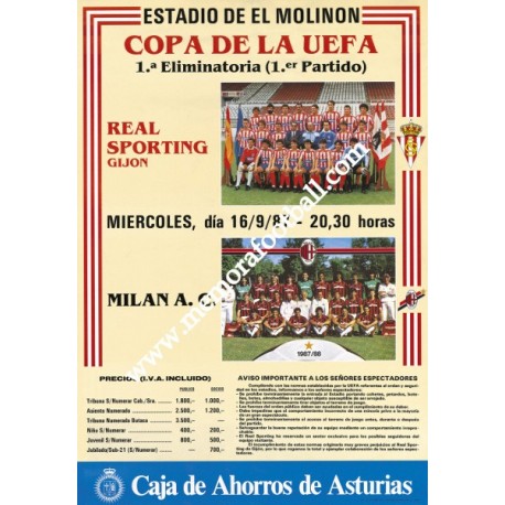 Sporting de Gijón vs AC Milan UEFA 16/09/87