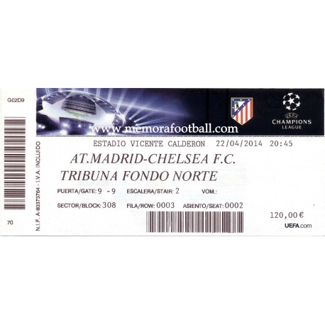 Atlético de Madrid v Apoel FC Champions League 2009-2010 ticket